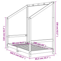 Produktbild för Sängram för barnsäng vit 80x160 cm massiv furu