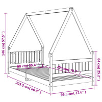 Produktbild för Sängram för barnsäng 90x200 cm massiv furu