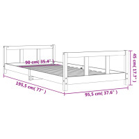 Produktbild för Sängram för barn vit 90x190 cm massiv furu