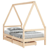 Produktbild för Sängram med lådor för barnsäng 80x160 cm massiv furu