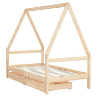 Produktbild för Sängram med lådor för barnsäng 80x160 cm massiv furu