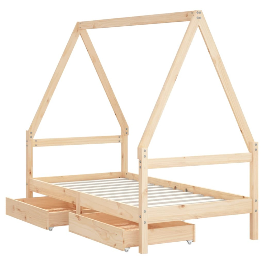 Produktbild för Sängram med lådor för barnsäng 80x160 cm massiv furu