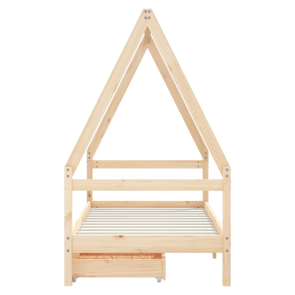 Produktbild för Sängram med lådor för barnsäng 80x160 cm massiv furu