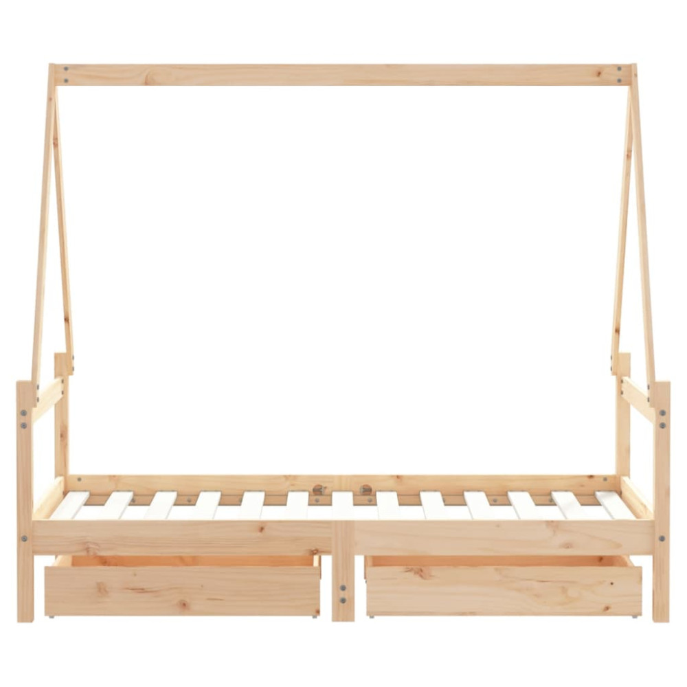 Produktbild för Sängram med lådor för barnsäng 80x160 cm massiv furu