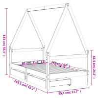 Produktbild för Sängram med lådor för barnsäng 80x160 cm massiv furu