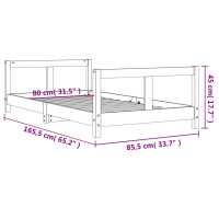 Produktbild för Sängram för barnsäng svart 80x160 cm massiv furu