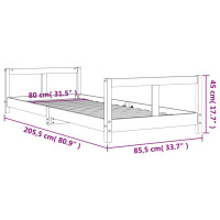 Produktbild för Sängram för barnsäng svart 80x200 cm massiv furu