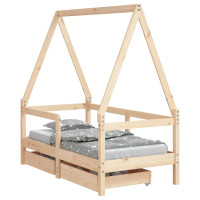 Produktbild för Sängram för barnsäng m. lådor 70x140 cm massiv furu