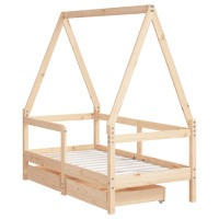Produktbild för Sängram för barnsäng m. lådor 70x140 cm massiv furu