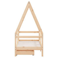 Produktbild för Sängram för barnsäng m. lådor 70x140 cm massiv furu