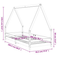 Produktbild för Sängram för barnsäng 90x200 cm massiv furu