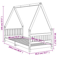 Produktbild för Sängram för barnsäng svart 80x200 cm massiv furu