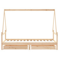 Produktbild för Sängram med lådor för barn 90x190 cm massiv furu