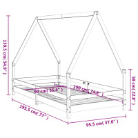 Produktbild för Sängram för barn vit 90x190 cm massiv furu