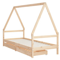 Produktbild för Sängram för barnsäng m. lådor 90x200 cm massiv furu