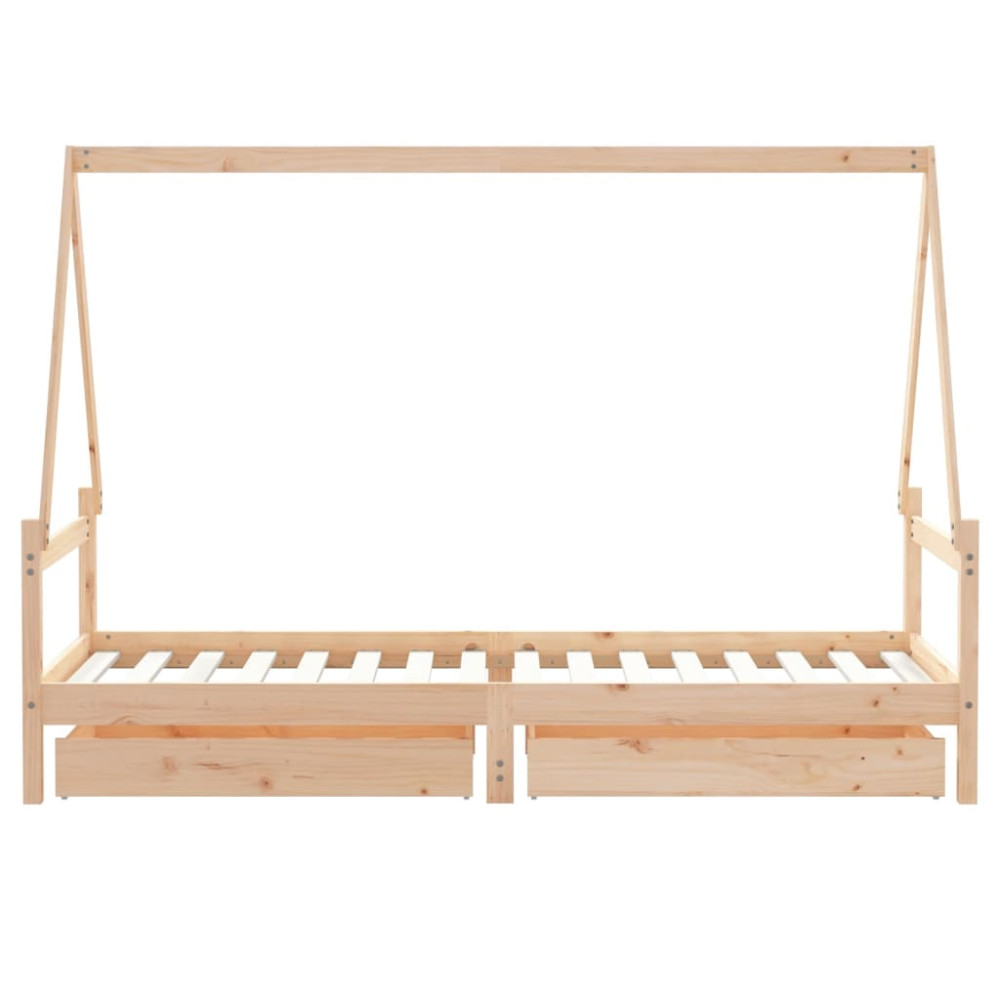 Produktbild för Sängram för barnsäng m. lådor 90x200 cm massiv furu