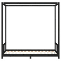 Produktbild för Sängram för barn svart 90x190 cm massiv furu