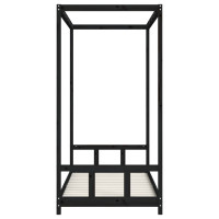 Produktbild för Sängram för barn svart 90x190 cm massiv furu