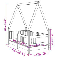 Produktbild för Sängram för barnsäng vit 70x140 cm massiv furu