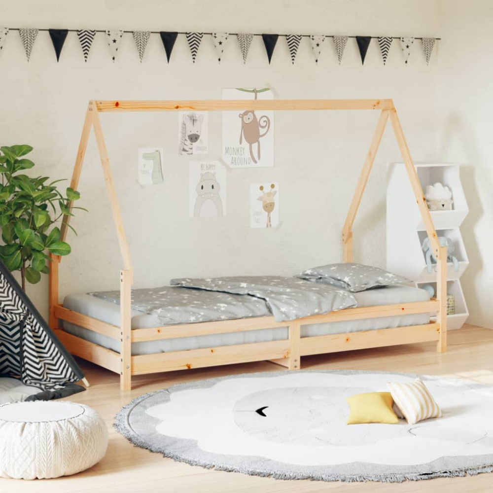 Produktbild för Sängram för barn 90x190 cm massiv furu