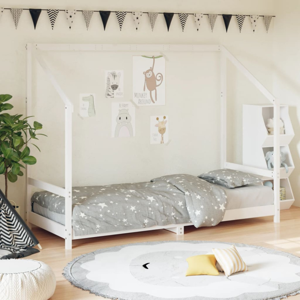 Produktbild för Sängram för barnsäng vit 80x200 cm massiv furu