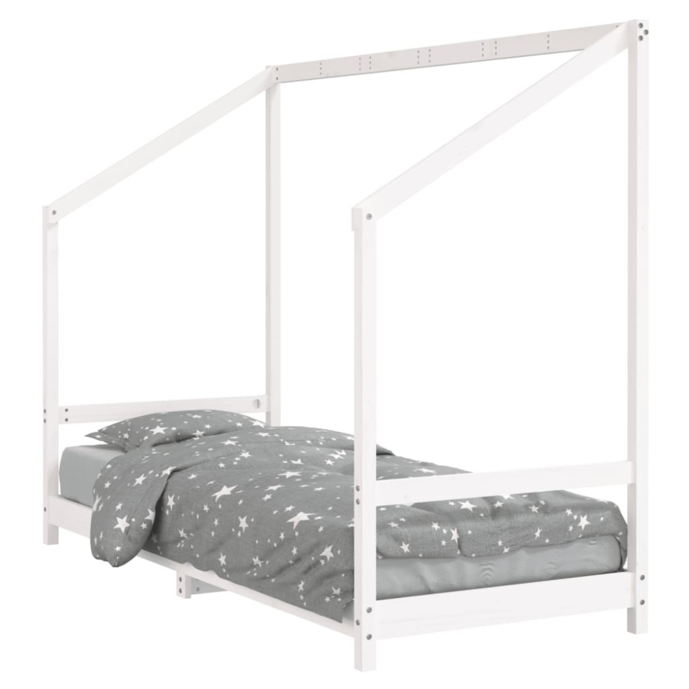 Produktbild för Sängram för barnsäng vit 80x200 cm massiv furu