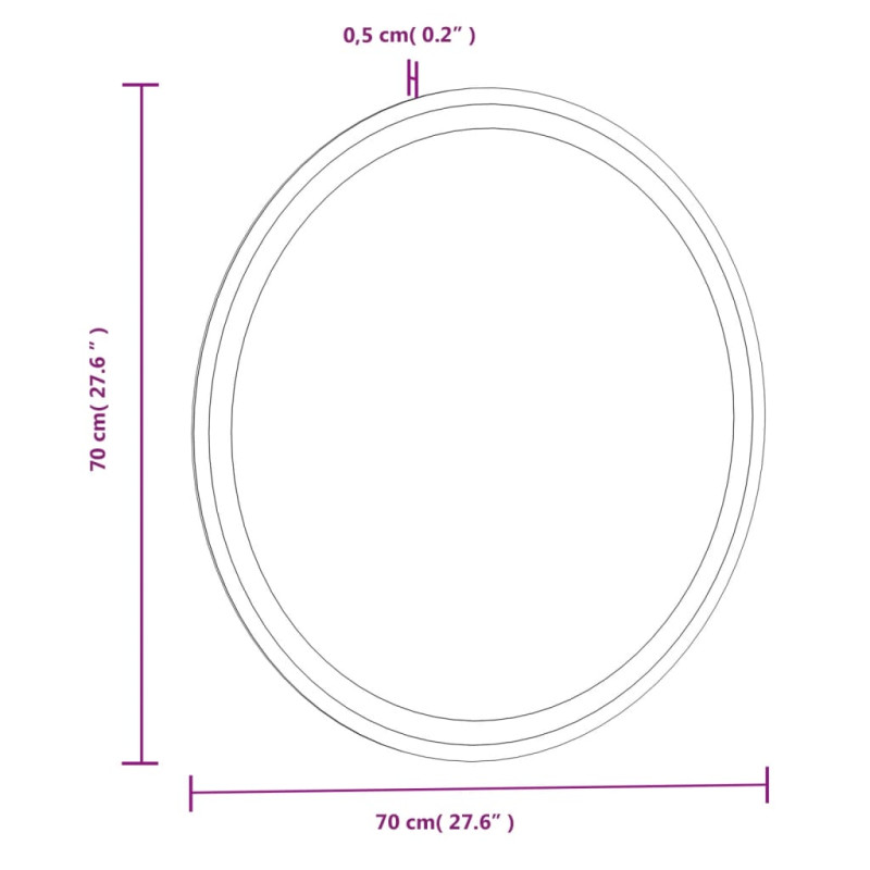 Produktbild för Badrumsspegel LED 70 cm rund
