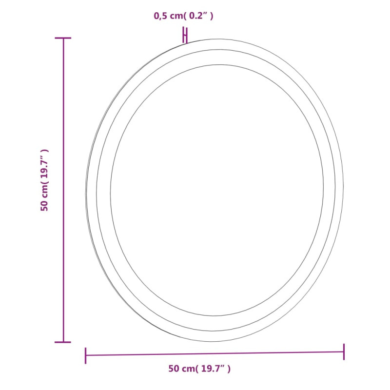 Produktbild för Badrumsspegel LED 50 cm rund