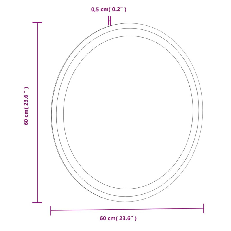 Produktbild för Badrumsspegel LED 60 cm rund