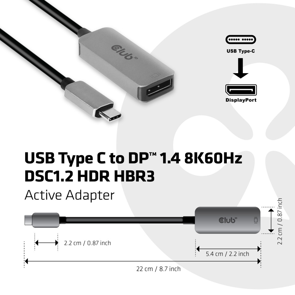 Produktbild för CLUB3D CAC-1567 USB-grafikadapter 7680 x 4320 pixlar Svart, Silver