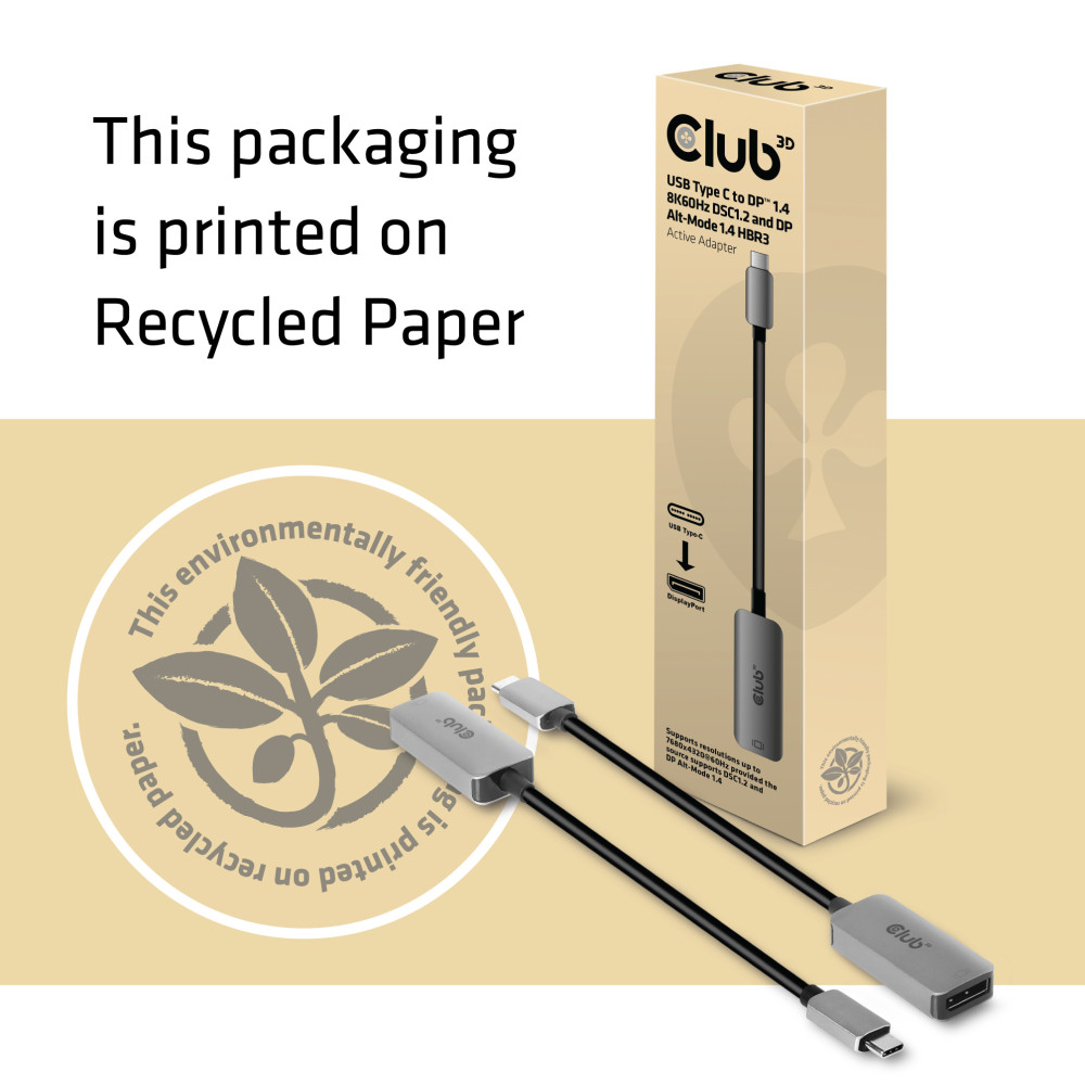 Produktbild för CLUB3D CAC-1567 USB-grafikadapter 7680 x 4320 pixlar Svart, Silver