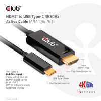 Produktbild för CLUB3D CAC-1334 videokabeladapter 1,8 m HDMI Typ A (standard) USB Type-C