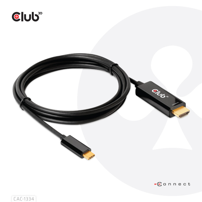 Produktbild för CLUB3D CAC-1334 videokabeladapter 1,8 m HDMI Typ A (standard) USB Type-C