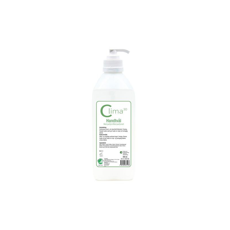 Produktbild för Tvål CLIMA30 med pump parfym. 600ml