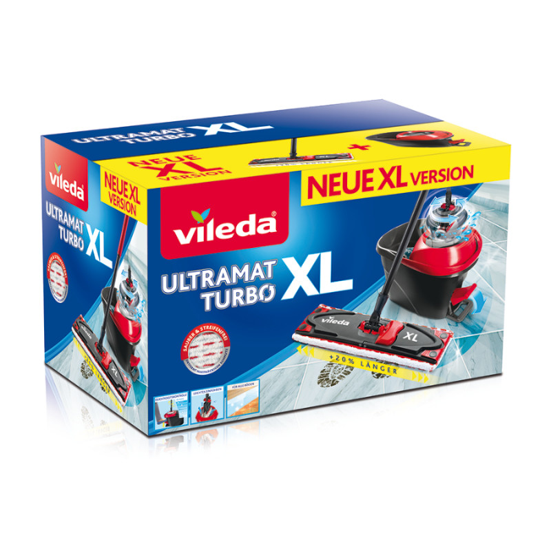 Produktbild för Vileda Ultramat Turbo XL moppar Torr&våt Mikrofiber Svart, Röd