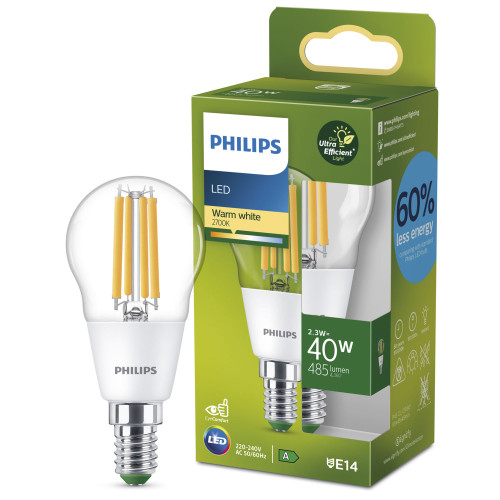 Philips LED E14 P45 Klot 2,3W (40W) Klar 485lm 2700K Energiklass A