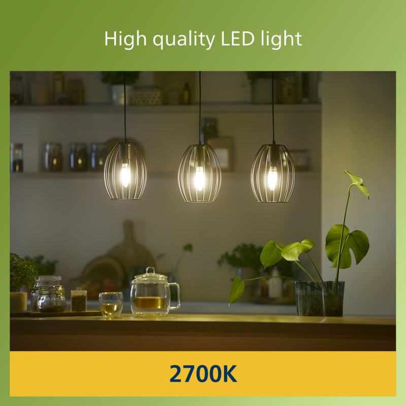 Produktbild för LED E14 B35 Kron 2,3W (40W) Klar 485lm 2700K Energiklass A