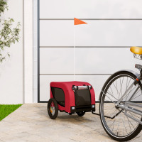 Miniatyr av produktbild för Cykelvagn för djur röd och svart oxfordtyg och järn