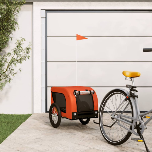 vidaXL Cykelvagn för djur orange och svart oxfordtyg och järn