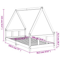 Produktbild för Sängram för barn 90x190 cm massiv furu