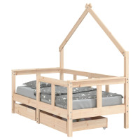 Produktbild för Sängram för barnsäng m. lådor 70x140 cm massiv furu