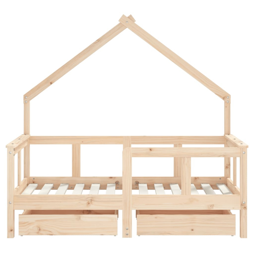 Produktbild för Sängram för barnsäng m. lådor 70x140 cm massiv furu
