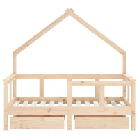 Produktbild för Sängram för barnsäng m. lådor 70x140 cm massiv furu