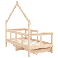 Produktbild för Sängram för barnsäng m. lådor 70x140 cm massiv furu