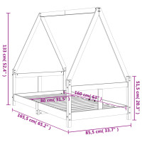 Produktbild för Sängram för barnsäng vit 80x160 cm massiv furu