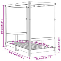 Produktbild för Sängram för barnsäng svart 80x160 cm massiv furu