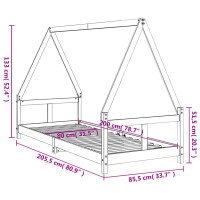 Produktbild för Sängram för barnsäng svart 80x200 cm massiv furu