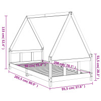 Produktbild för Sängram för barnsäng svart 90x200 cm massiv furu