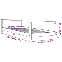 Produktbild för Sängram för barn 90x190 cm massiv furu