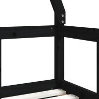 Miniatyr av produktbild för Sängram för barnsäng svart 70x140 cm massiv furu